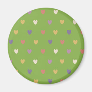 Imán Corazones de polka en verde vegetal