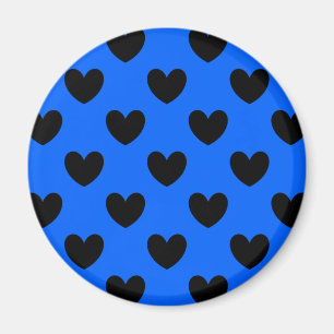 Imán Corazones de polka negra en azul