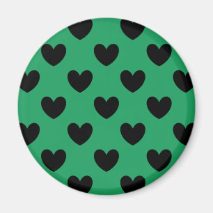 Imán Corazones de polka negra en Kelly Green