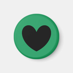 Imán Corazones de polka negra en Kelly Green