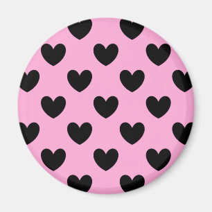 Imán Corazones de polka negra sobre algodón de color r
