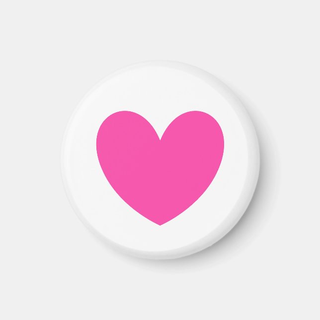 Imán Corazones de polka rosa de Fuchsia en blanco (Frente)
