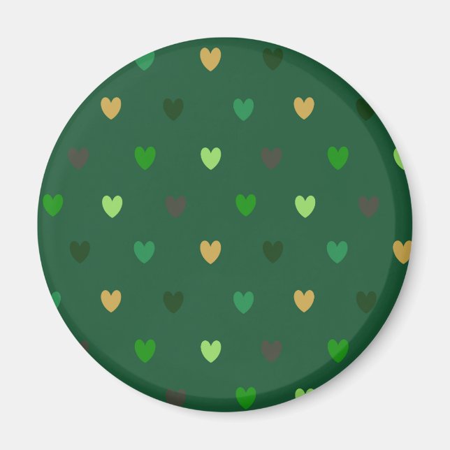 Imán Corazones de polka sobre el bosque verde (Frente)