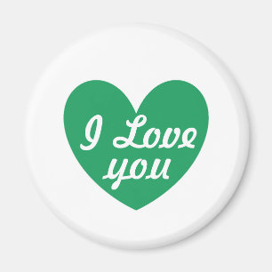 Imán Corazones de polka verde de Kelly en blanco