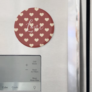 Imán Corazones de purpurina de crema roja dorada día de