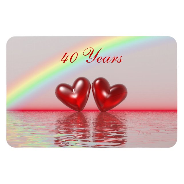 Imán Corazones de rubí a 40 años (Horizontal)