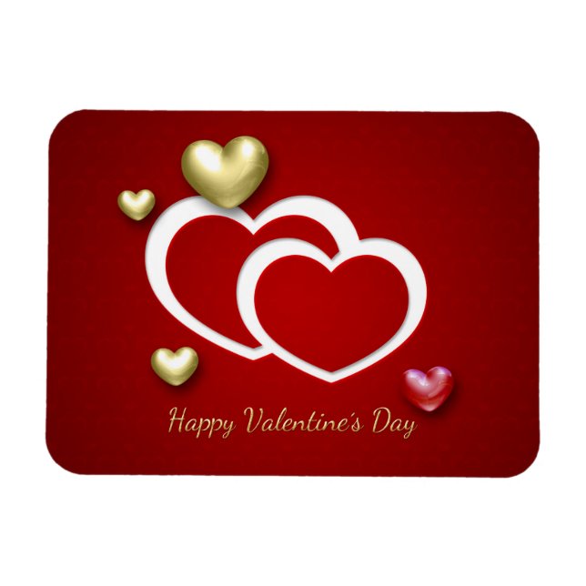 Imán Corazones de San Valentín Rojo Moderno (Horizontal)