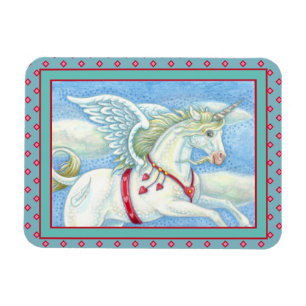 IMÁN CORAZONES DE VUELO UNICORN BLANCO, FANTASY PEGASUS