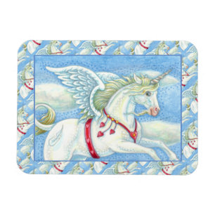 IMÁN CORAZONES DE VUELO UNICORN BLANCO, FANTASY PEGASUS