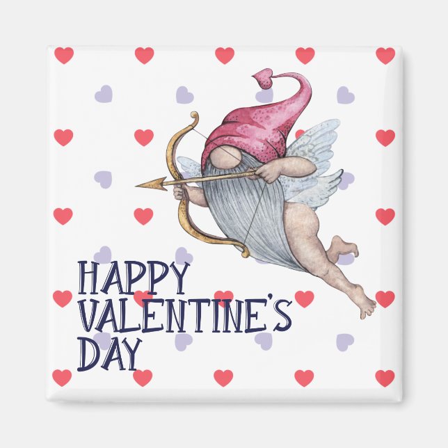 Imán Corazones divertidos Valentine Cupido Gnome (Frente)