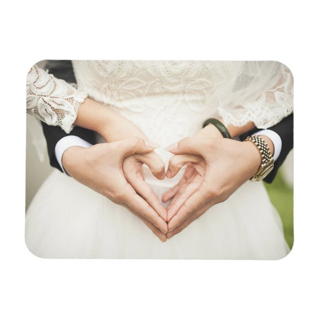 Imán Corazones en nuestras manos Boda (Horizontal)