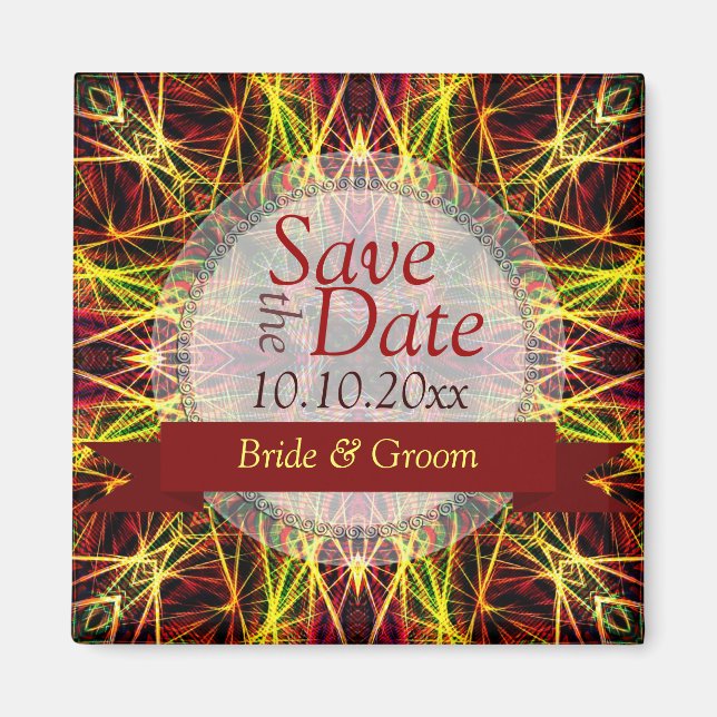 Imán Corazones fractales de fuegos artificiales ahorran (Frente)