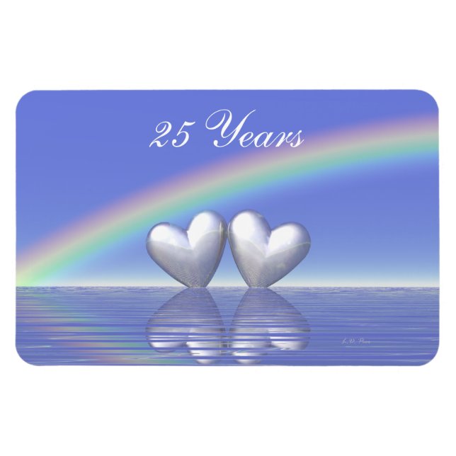 Imán Corazones plateados de 25 años (Horizontal)
