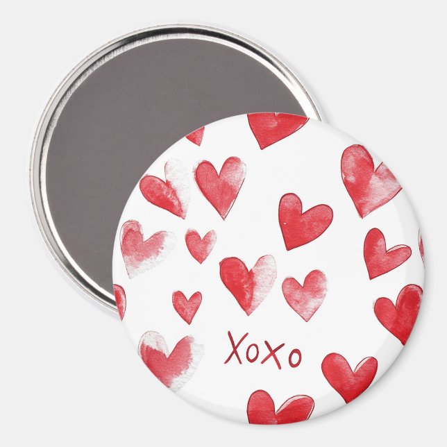 Imán Corazones Rojos Amor XOXO (Anverso/Reverso)
