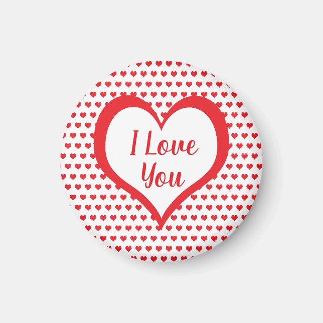 Imán Corazones rojos curados con monograma de corazón r (Frente)