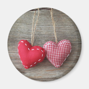 Imán Corazones rojos en el cuadro de madera 2