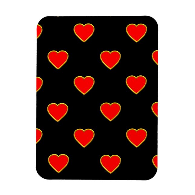 Imán Corazones rojos sobre fondo negro (Vertical)