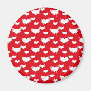 Imán Corazones Voladores Rojo y Blanco Patrón de San Va