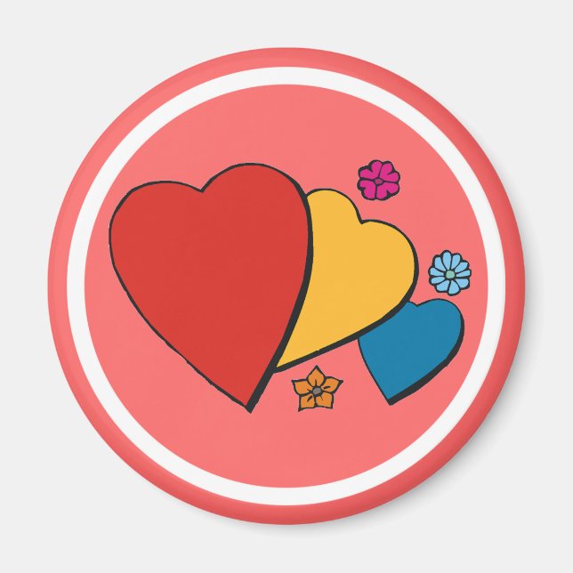 Imán Corazones y flores- (Frente)