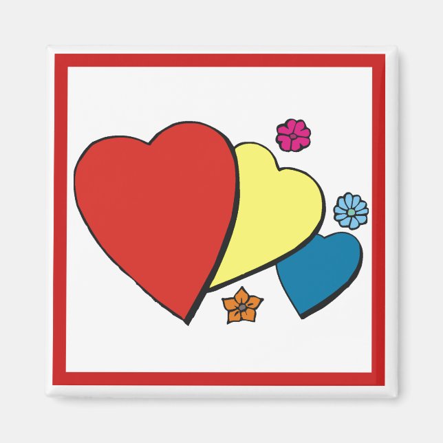 Imán Corazones y flores- (Frente)