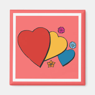 Imán Corazones y flores-