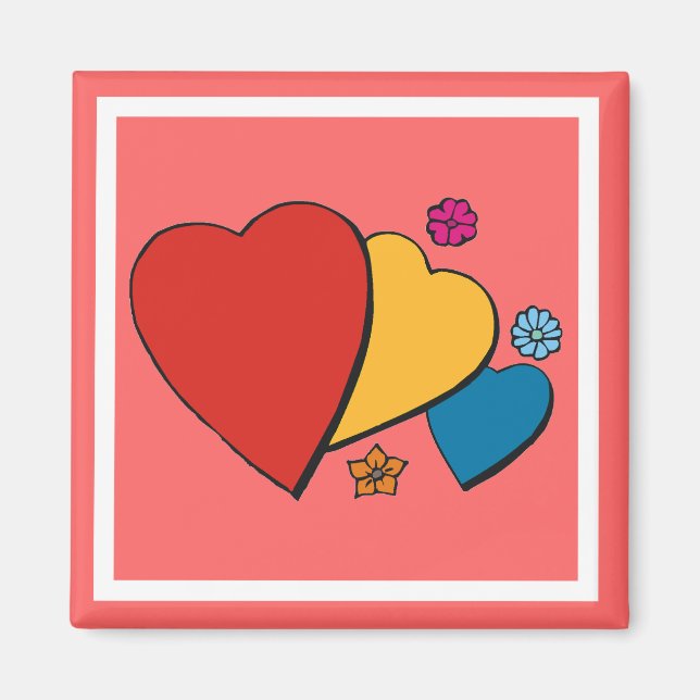 Imán Corazones y flores- (Frente)