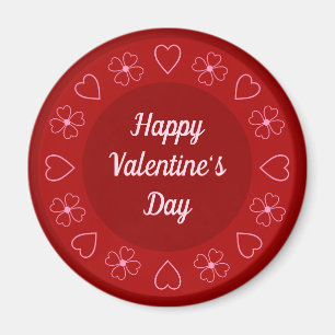 Imán Corazones y flores rojas felices del Día de San Va