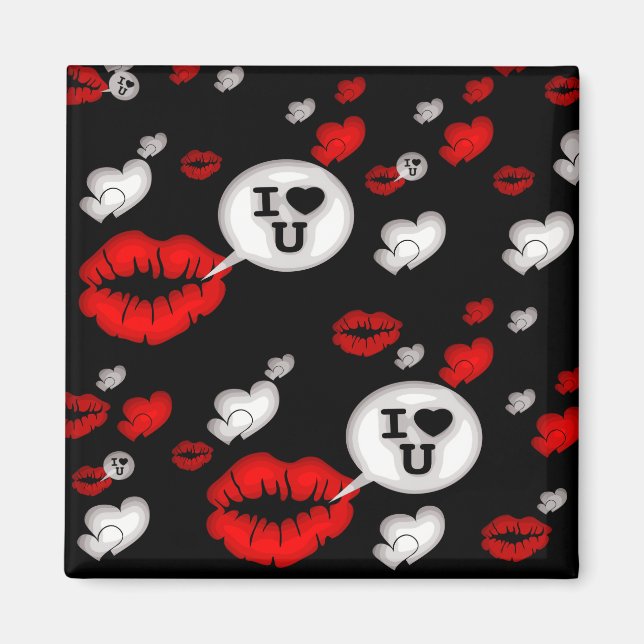 Imán Corazones Y Lips De Amor Rojo (Frente)