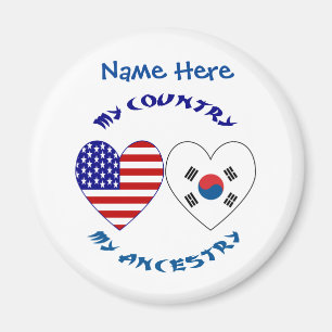 Imán Corea del Sur EE. UU. País del Corazón Ascendencia