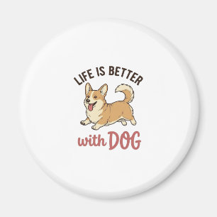 Imán Corgi Adorable La Vida Es Mejor Con Diseño De Perr