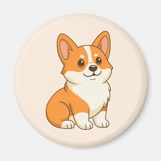 Imán Corgi Bonito Beige (Frente)