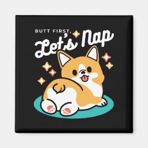 Imán Corgi Butt y Nap Vibes - Perro durmiente suave