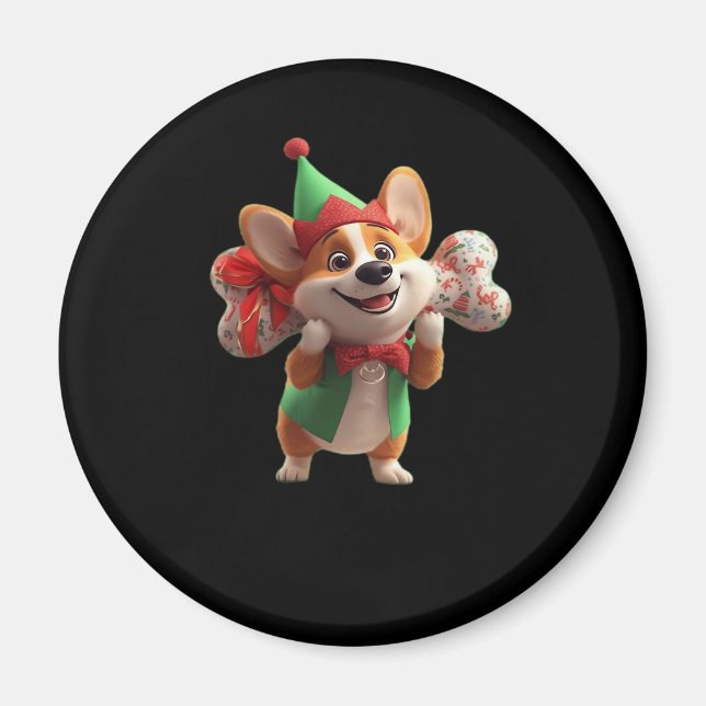 Imán Corgi Classic T-Shirt de Navidades Cutos (Frente)