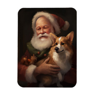 Imán Corgi Con Navidades festivos de Santa Claus