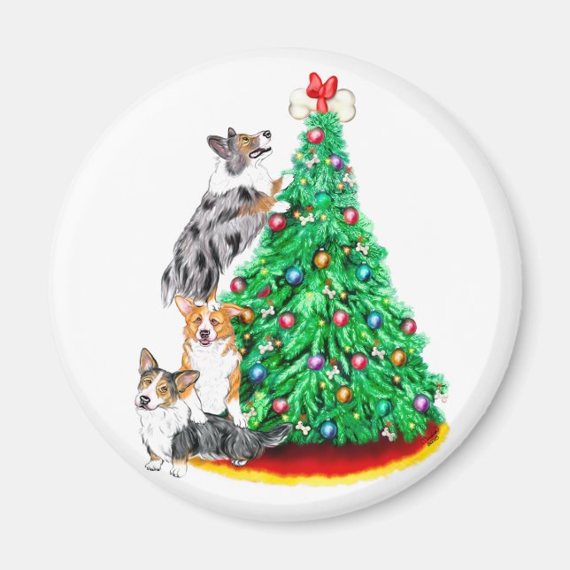 Imán Corgi Cristmas Alcanza Objetivos (Frente)