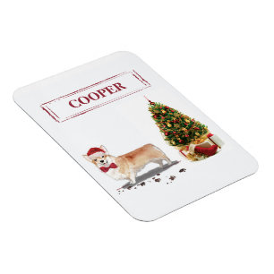 Imán Corgi Divertido Navidad Perro con Árbol