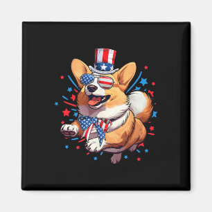 Imán Corgi Dog 4 De Julio Bandera Estadounidense Patrió