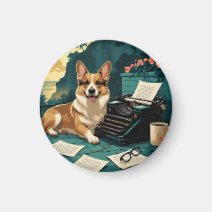 Imán Corgi Dog con piel brillante y una cosecha de caba
