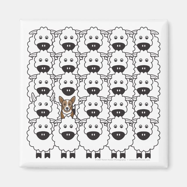 Imán Corgi en oveja (Frente)