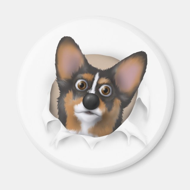 Imán Corgi galés 2 saltando (Frente)