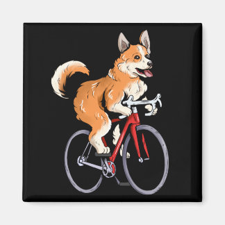 Imán Corgi montando bicicleta, lindo ciclista