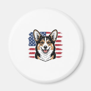 Imán Corgi Patriótico Bandera Americana Diseño Vector V