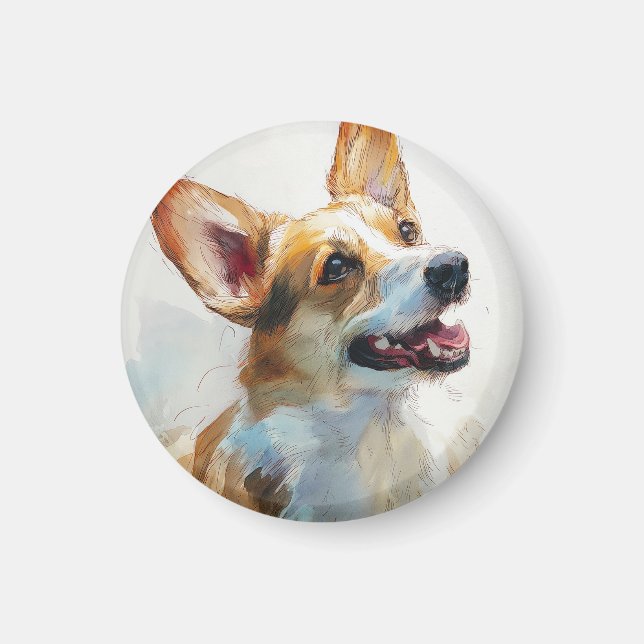 Imán corgi Pembroke galés acuarela (Frente)