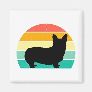 Imán Corgi retro Sunset