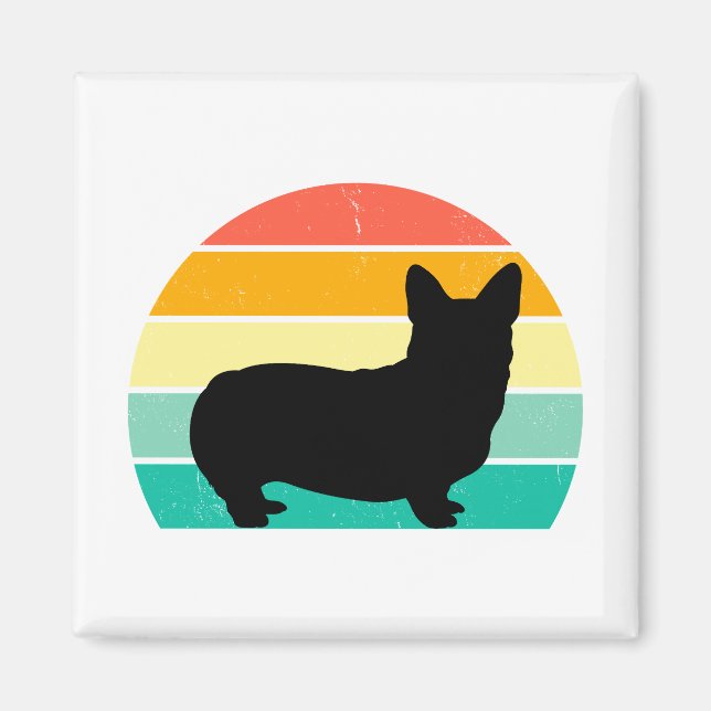 Imán Corgi retro Sunset (Frente)