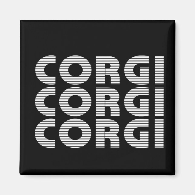 Imán Corgi Texto blanco moderno (Frente)