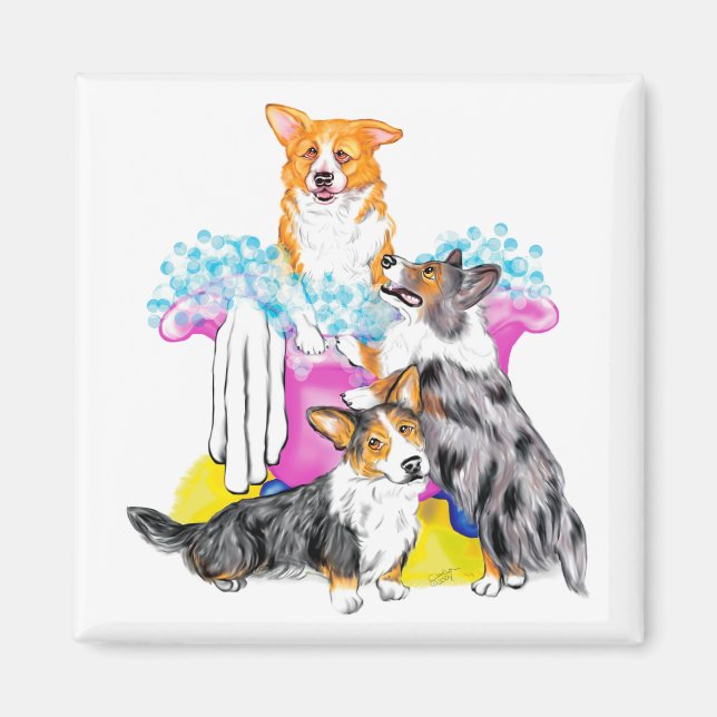 Imán Corgi Tub lleno (Frente)