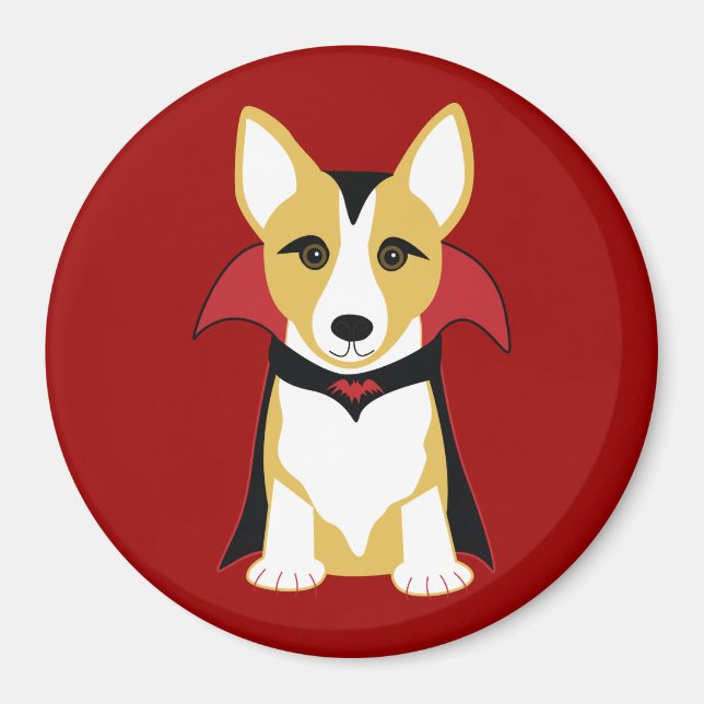 Imán Corgi Vampire Halloween Magnet (Frente)