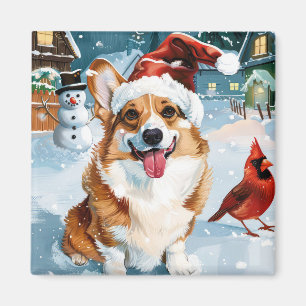 Imán Corgi Winter Navidades Wonderland Alegría