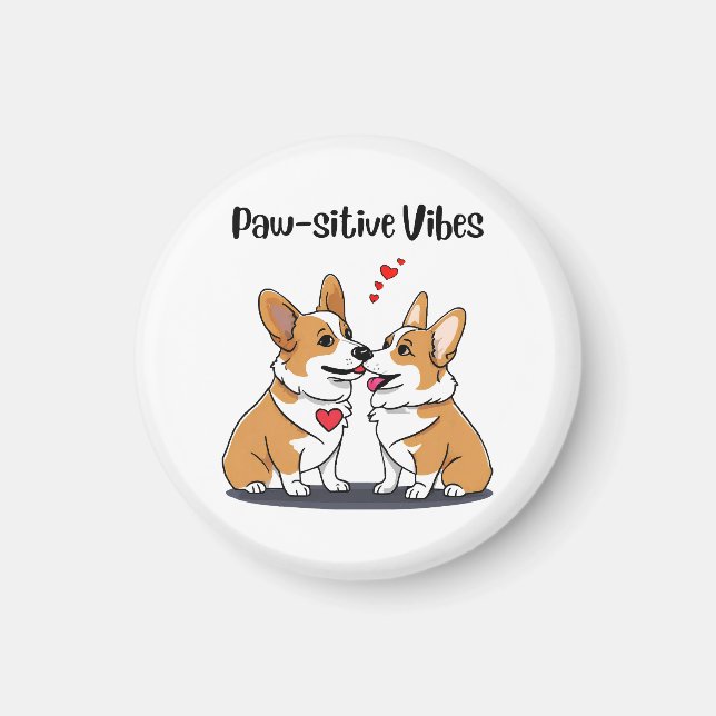 Imán Corgis Vibes enamorados (Frente)